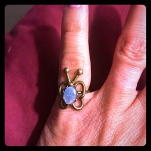 Antique butterfly ring with opal